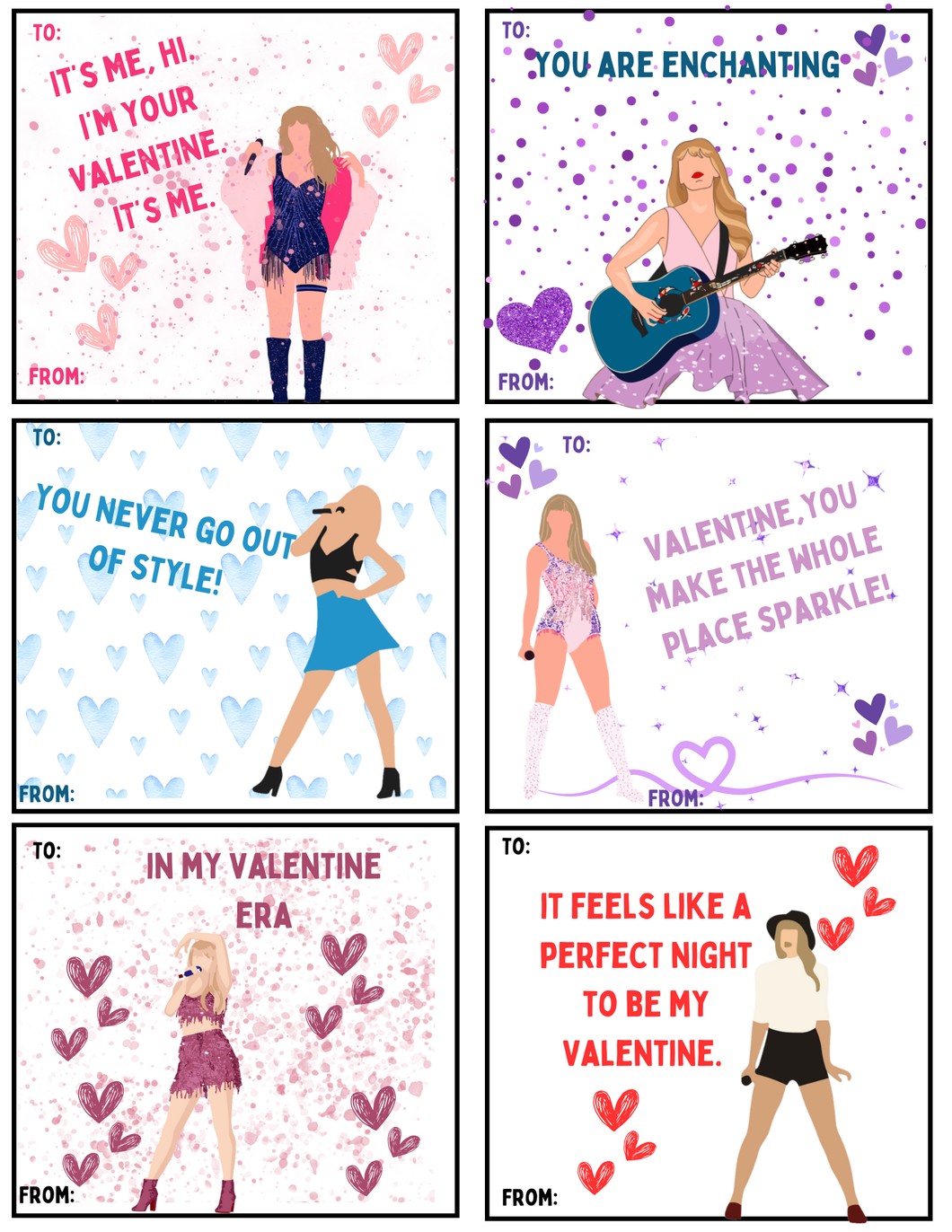 Era's Inspired Valentine's Day Cards - DIGITAL DOWNLOAD