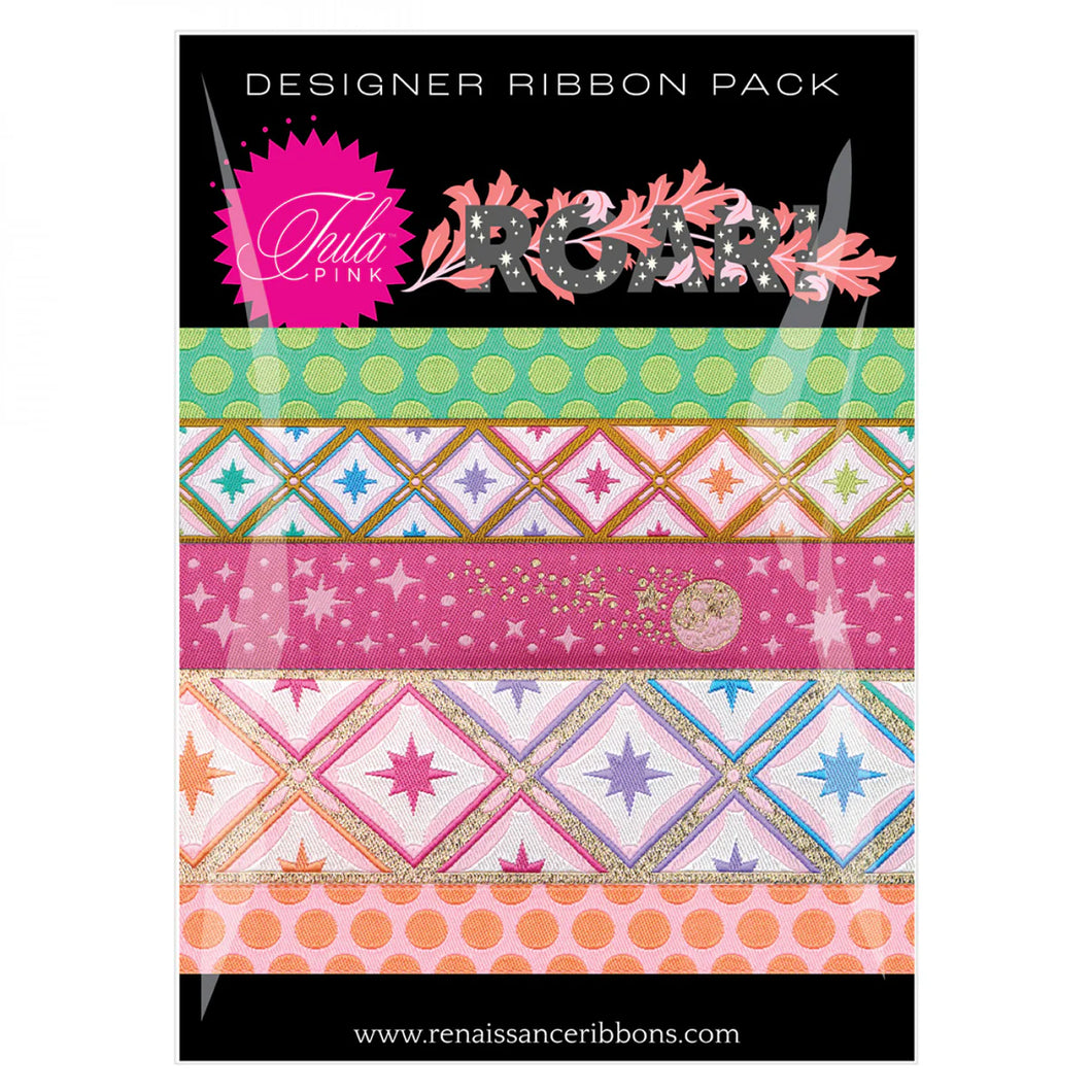 Renaissance Ribbons - Tula Pink Roar! Blush Designer Ribbon Pack