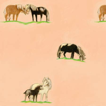CANVAS By Hand: Ponies in Peach CANVAS By Hand: Ponies in Peach