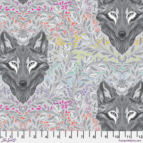 PREORDER - Tula Pink - Graywork - Wolf of Pink Street in Fog - OCTOBER 2025