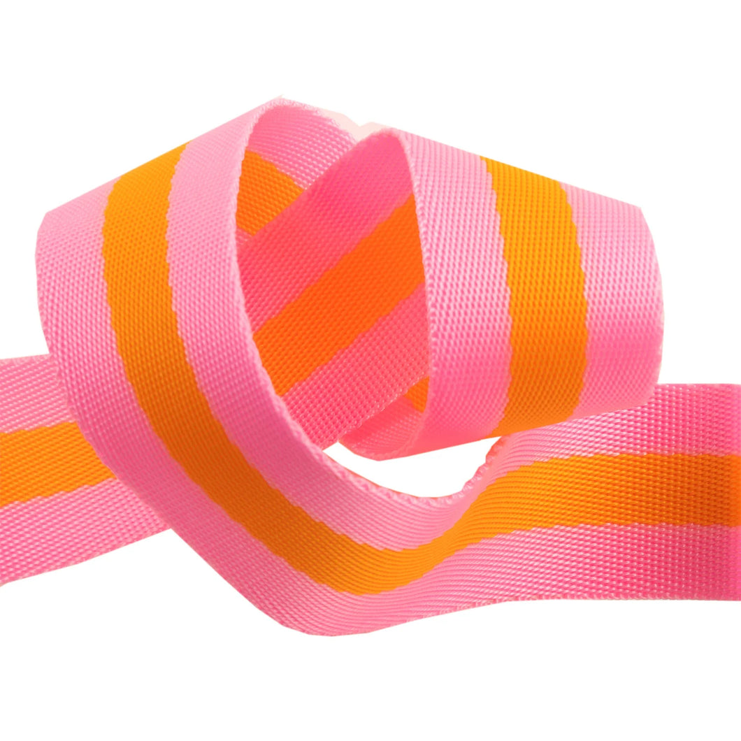 Tula Pink Webbing 2yd x 1.5in - Soft Pink & Orange