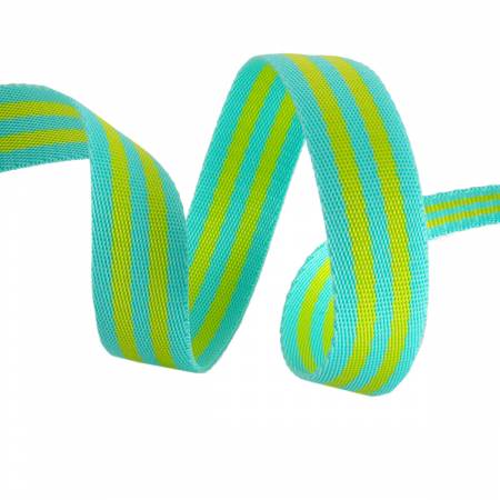 Tula Pink Webbing 2yd x 1in - Lime and Turquoise